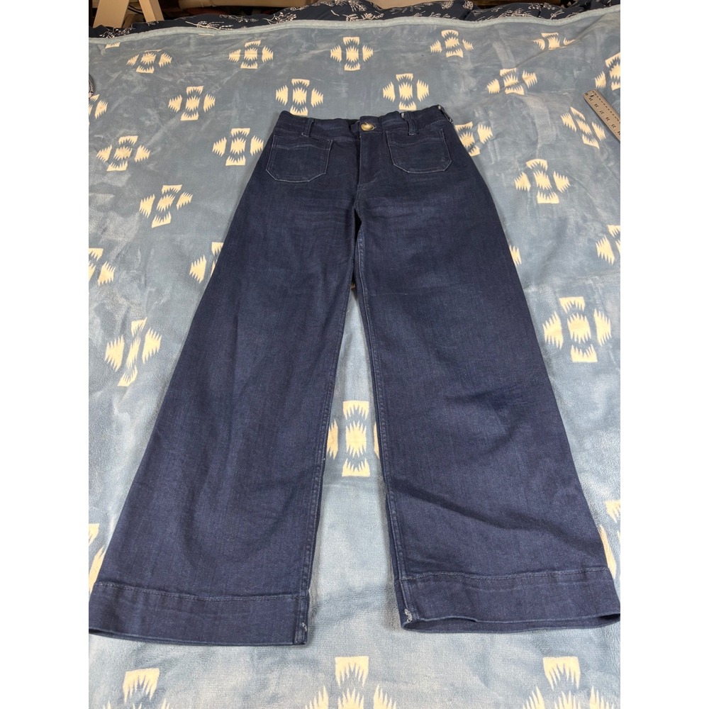 Maeve by Anthropologie The Colette Wide Leg Jeans Dark Wash Blue Size 26